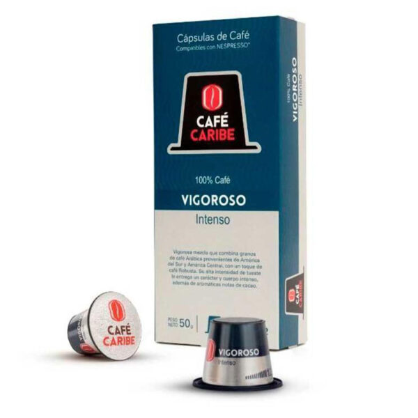 Café Intenso Vigoroso, 10 cápsulas p/ Nespresso, marca Café Caribe