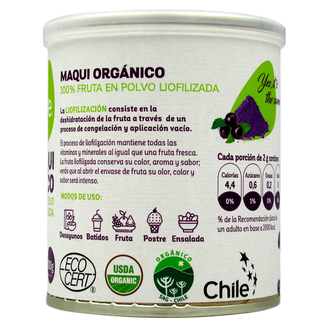 Maqui Organico En Polvo Liofizado 100 Grs Marca Aike Tremus