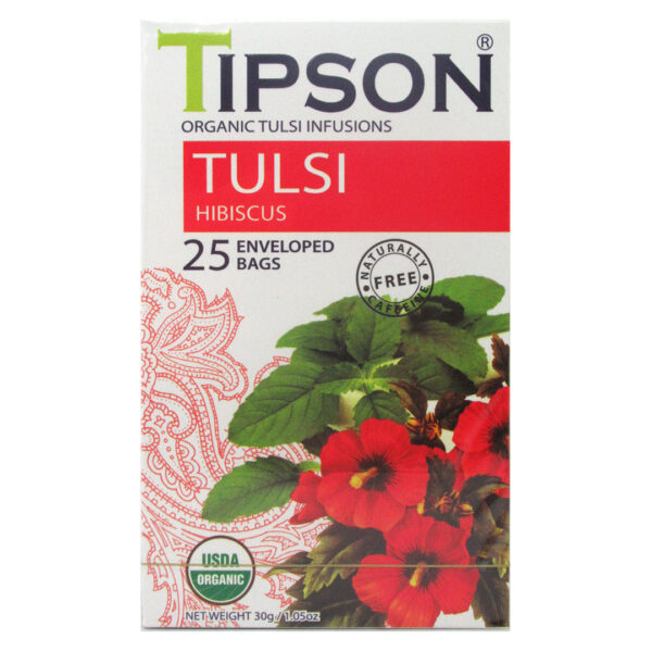 Infusión Orgánica Tulsi Hibiscus 25 bolsas Marca Tipson