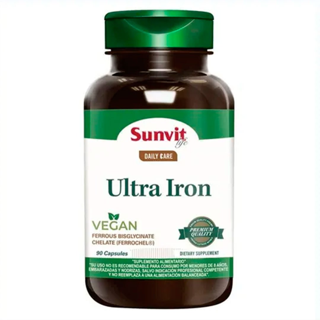 Ultra Iron Suplemento Hierro Vegano 90 Capsulas Marca Sunvitlife - Tremus