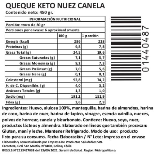 Queque Nuez Canela, Keto, Sin Azúcar Añadida, 450 g, Tremus - Imagen 2