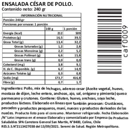 Ensalada César Pollo Tradicional, 240 g, Tremus 2 Ensalada César Pollo Tradicional, 240 g, Tremus - Imagen 2