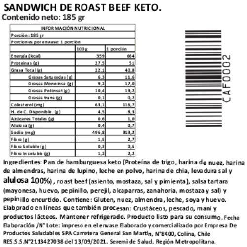 Sandwich Roast Beef y Salsa Tártara, Keto, 185 g, Tremus 3 Sandwich Roast Beef y Salsa Tártara, Keto, 185 g, Tremus - Imagen 3