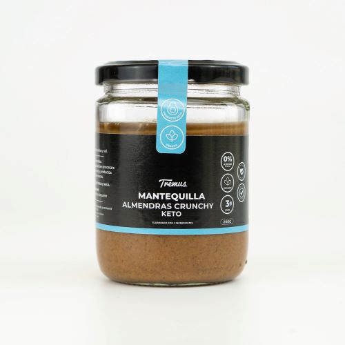 Mantequilla de Almendra Crunchy, Keto, Vegana, Sin Azúcar Añadida, 200 g, Tremus