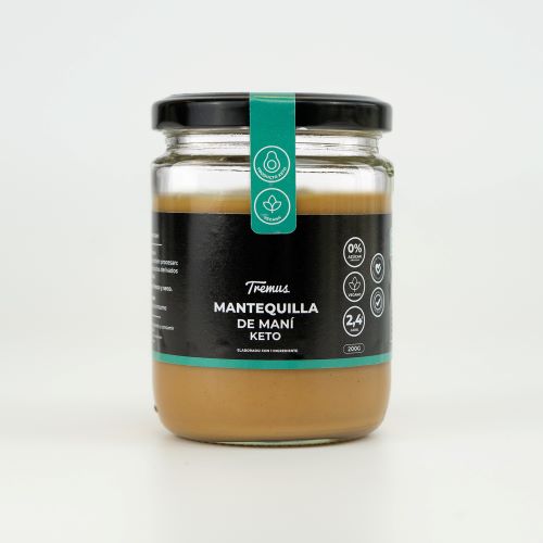 Mantequilla de Maní, Keto, Vegana, Sin Azúcar Añadido, 200 g, Tremus