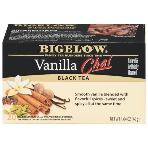 Té Negro Vainilla Chai, 20 bolsitas, 46 gr, Marca Bigelow