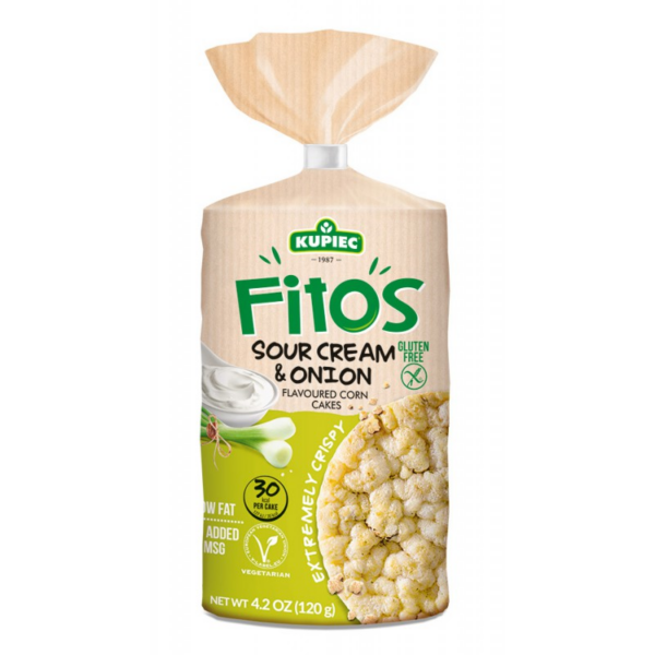 Galleta de Maíz Sabor Crema Ácida y Cebolla, sin Gluten, 120 grs, Marca Kupiec