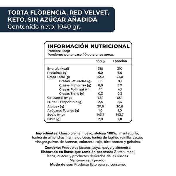 Torta Red Velvet, Keto, 1040 g, Tremus 7 torta florencia red velvet keto marca tremus 4