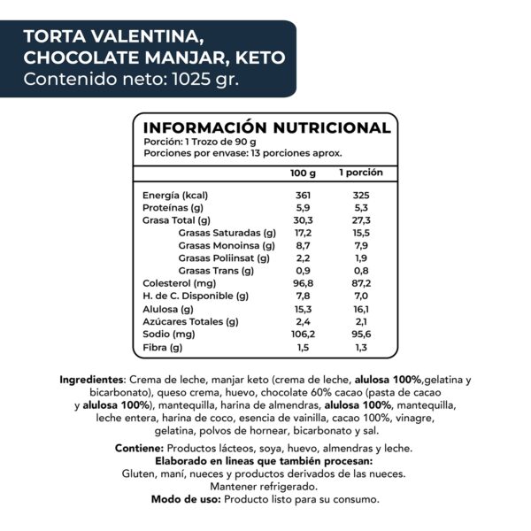 torta valentina chocolate manjar keto sin azuucar anaadida 1230 g 4