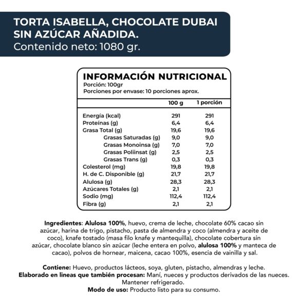 torta isabella chocolate dubai sin azuucar anaadida 1080 g 4