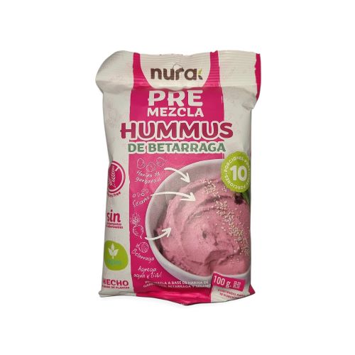 Premezcla Hummus Vegano Sin Gluten Sabor Betarraga 100 grs marca Nura
