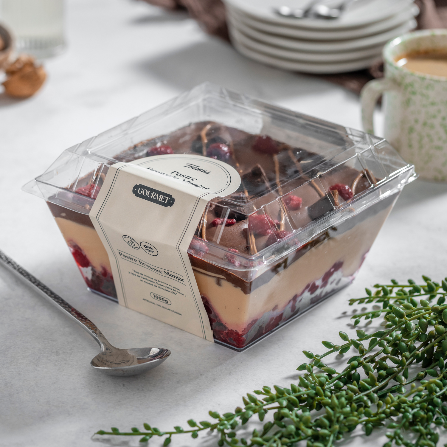 Postre de Brownie Manjar, Sin Azúcar Añadida, 1000 g, Tremus - Imagen 4