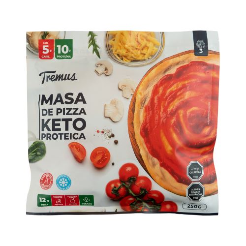Pack 3 Unidades de Masa de Pizza Keto, Proteica y Vegana, 250 g, Tremus