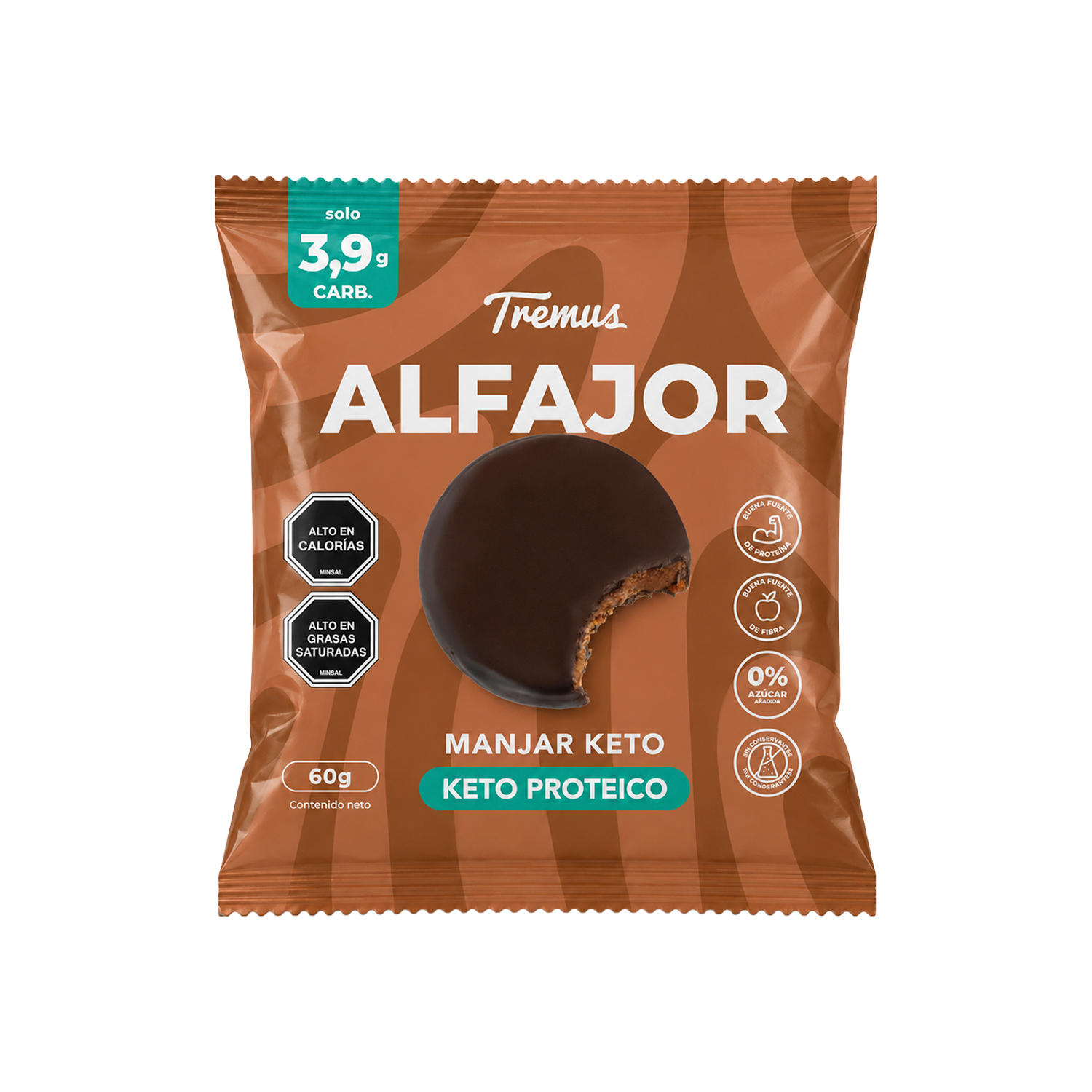 Alfajor Manjar Artesanal, Keto Proteico, Sin Azucar Añadida, 60 g, Tremus 1 Alfajor Manjar Artesanal, Keto Proteico, Sin Azucar Añadida, 60 g, Tremus