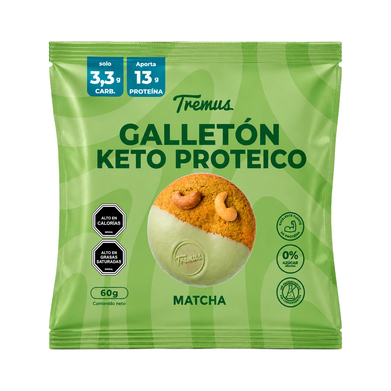 Galleton keto proteico Matcha 60 gr Tremus 1 Galleton keto proteico Matcha 60 gr Tremus