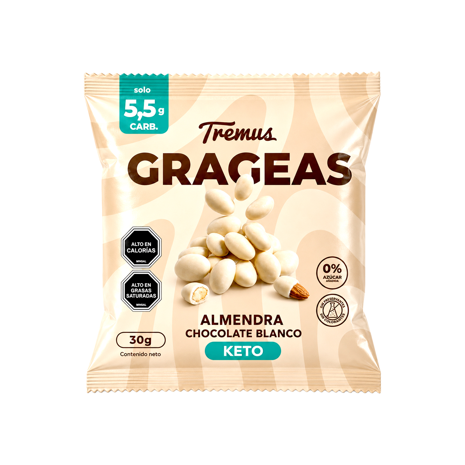 Grageas Almendra Chocolate Blanco, Sin Azúcar Añadido, Keto, 40 g, Tremus 1 Grageas Almendra Chocolate Blanco, Sin Azúcar Añadido, Keto, 40 g, Tremus
