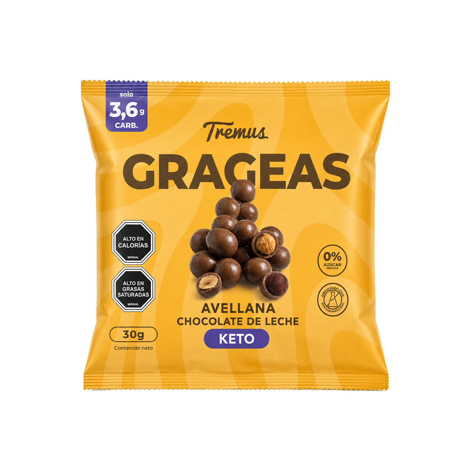 Grageas Avellana Chocolate de Leche, Keto, 40 g, Tremus 1 Grageas Avellana Chocolate de Leche, Keto, 40 g, Tremus