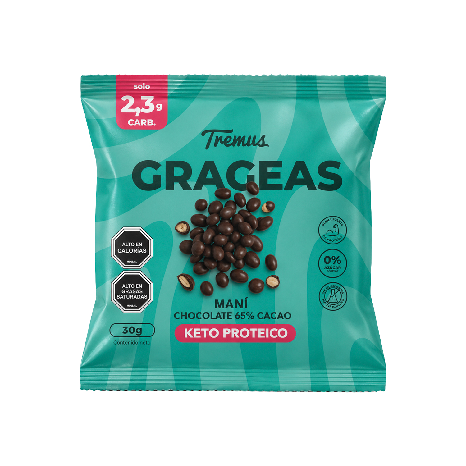Grageas de maní cubiertas de chocolate 65 por ciento cacao