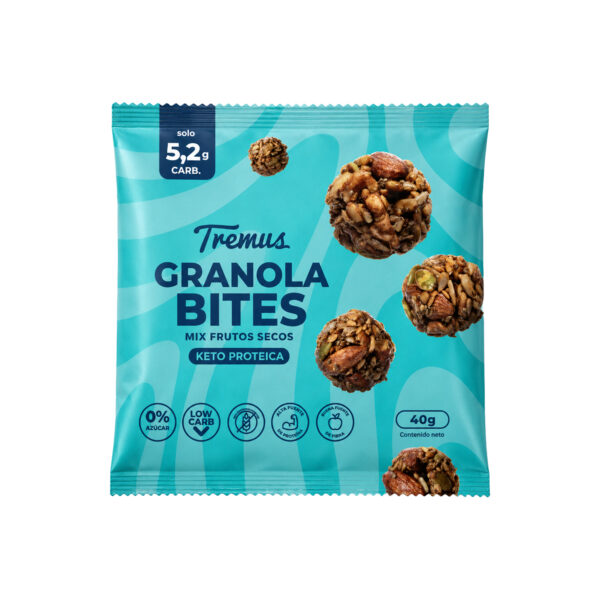 Granola Bites Mix Frutos secos, Keto Proteica, 40 g, Tremus