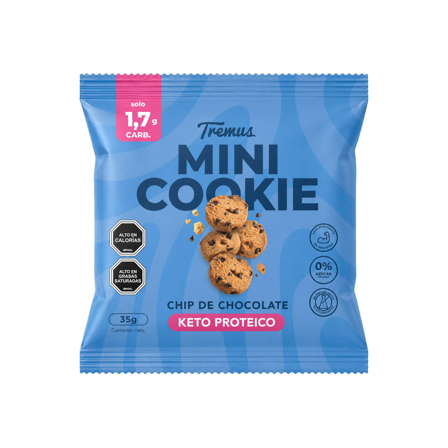 Mini Cookie Chip de chocolate, Keto Proteico, 35 g, Tremus 1 Mini Cookie Chip de chocolate, Keto Proteico, 35 g, Tremus