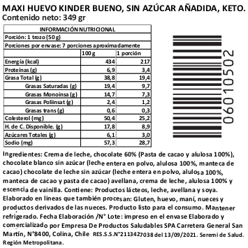 Huevo Kinder Bueno, Keto, Sin Azúcar Añadida, 160 g, Tremus - Imagen 3