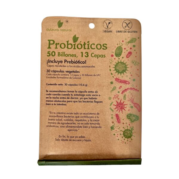 Probioticos 50 Billones 13 cepas Marca Dulzura Natural