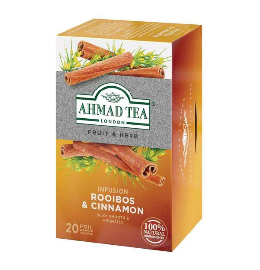 Infusión Rooibos & Cinnamon 20 bolsas Marca Ahmad Tea